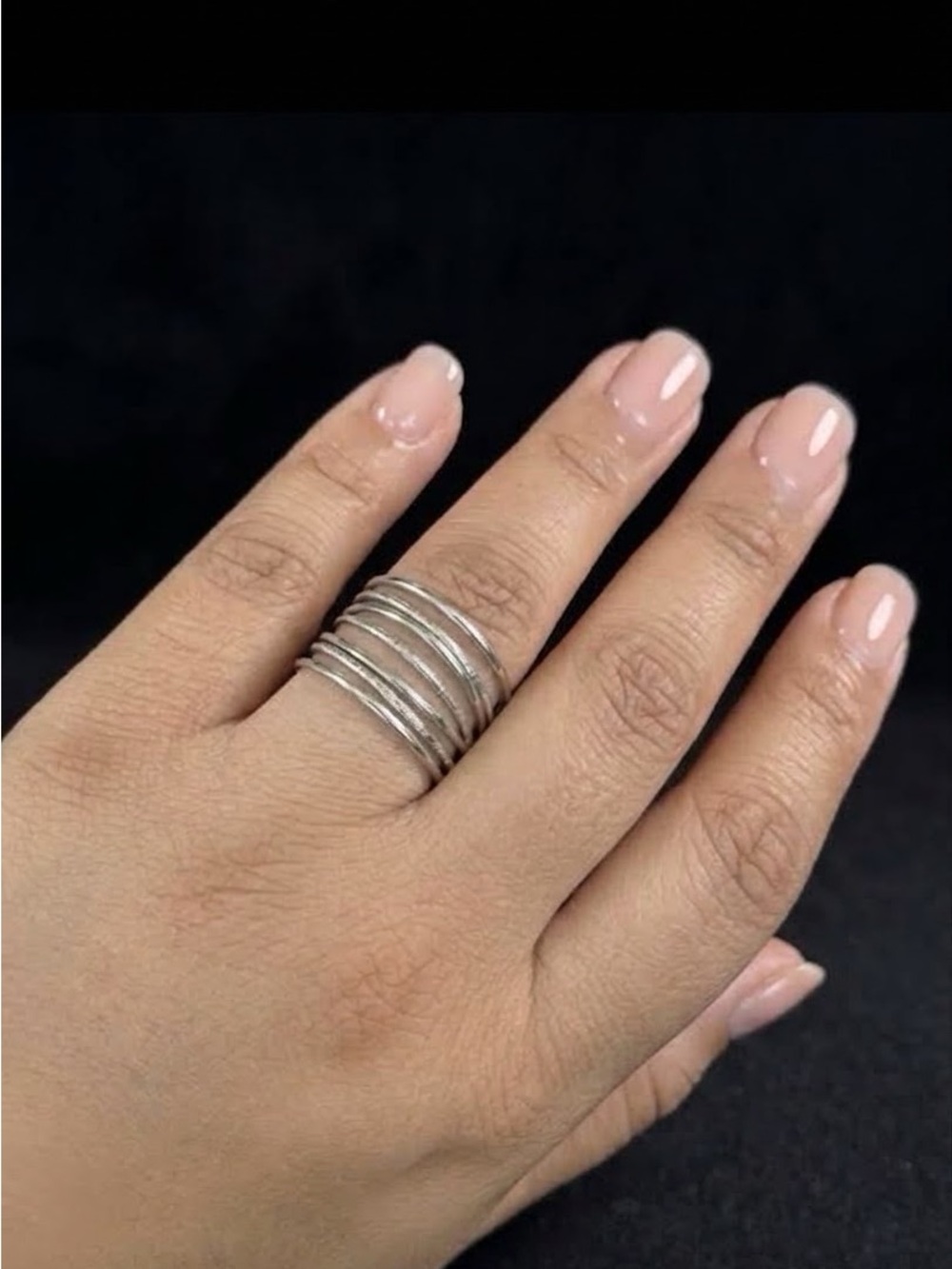 Stacked Silver Multi-Band 18k gold plated adjustable stainless steel ring